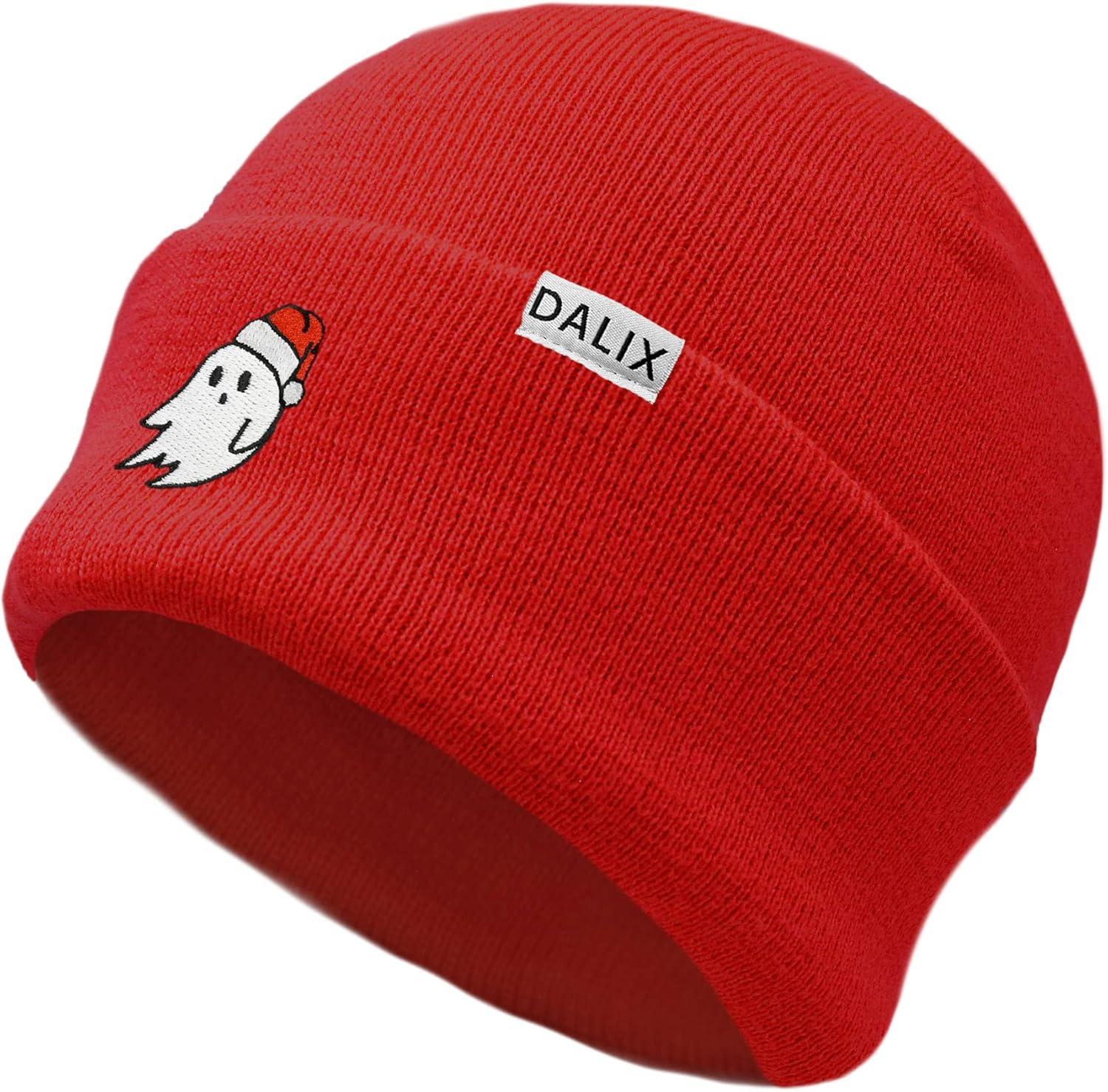 imageDALIX Embroidered Christmas Ghost Beanie Skull CapRed