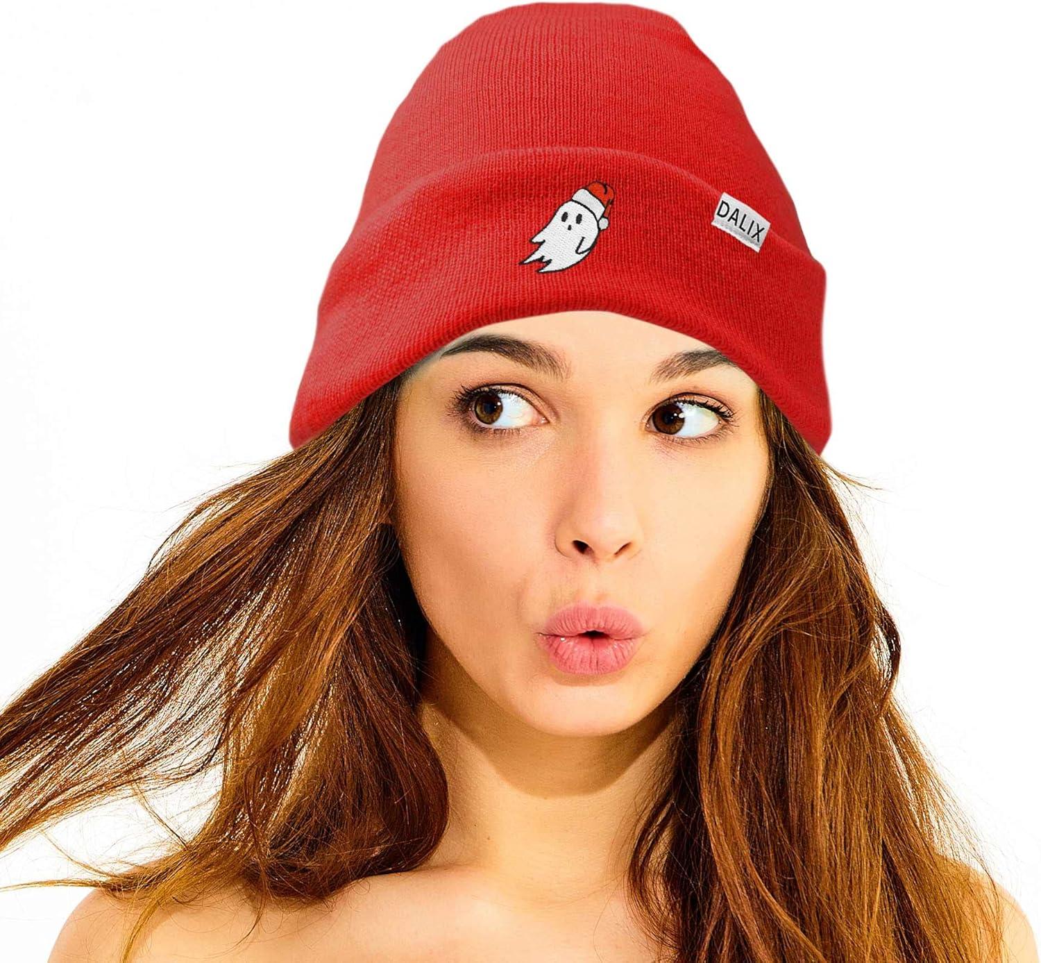 imageDALIX Embroidered Christmas Ghost Beanie Skull CapRed