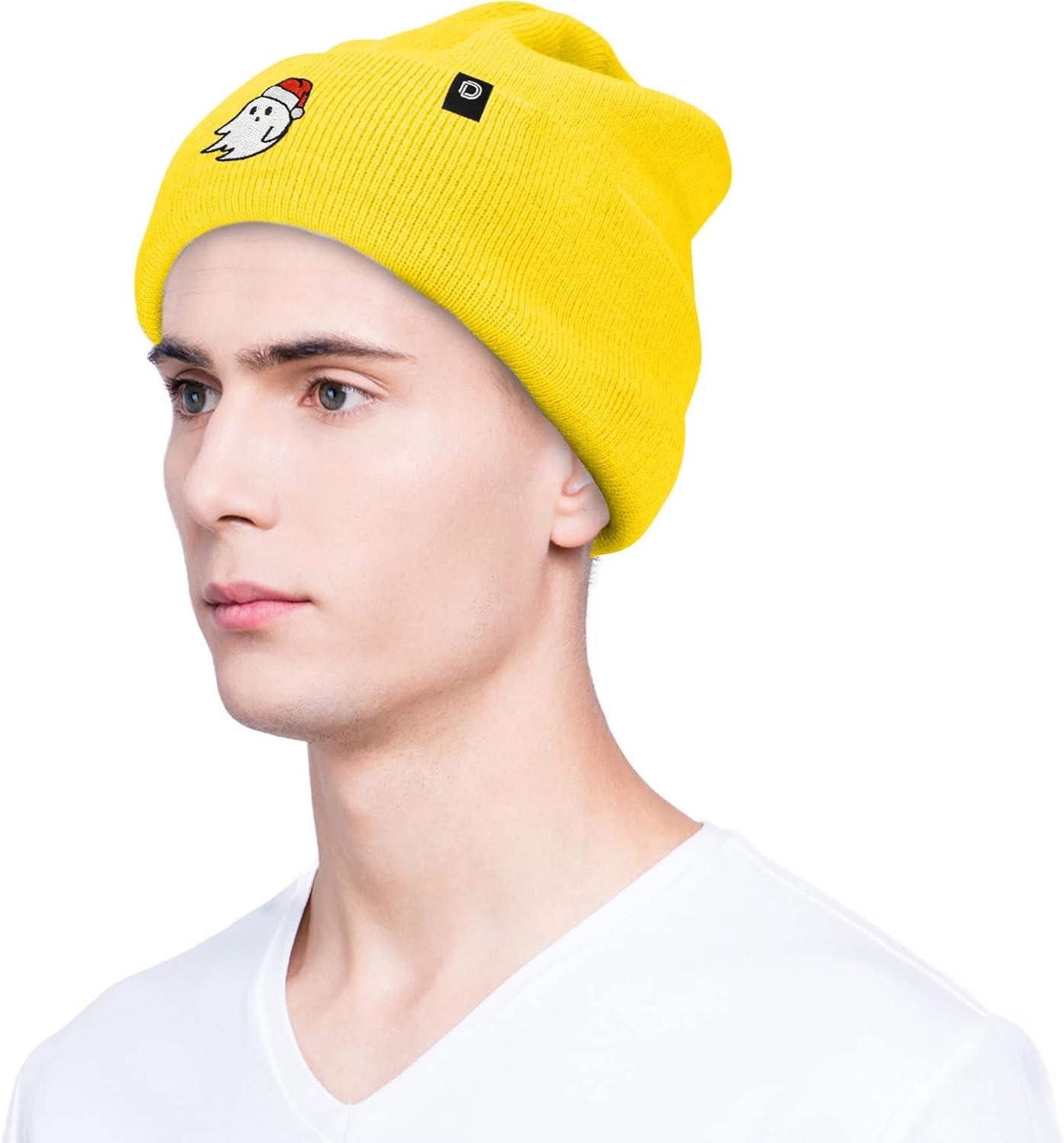 imageDALIX Embroidered Christmas Ghost Beanie Skull CapYellow