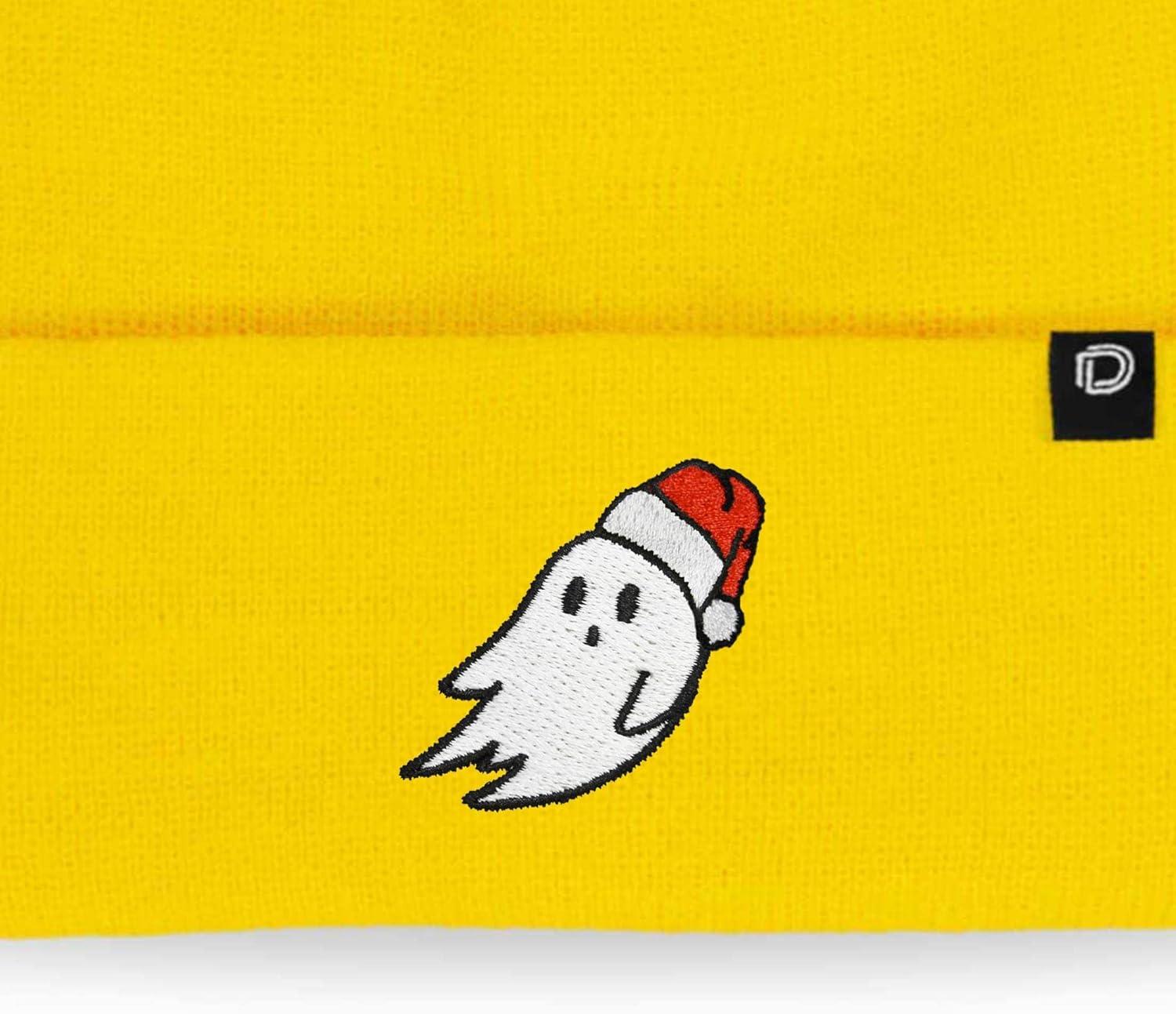 imageDALIX Embroidered Christmas Ghost Beanie Skull CapYellow