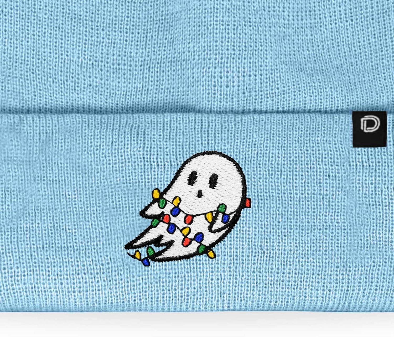 imageDALIX Embroidered Christmas Lights Ghost BeanieBaby Blue