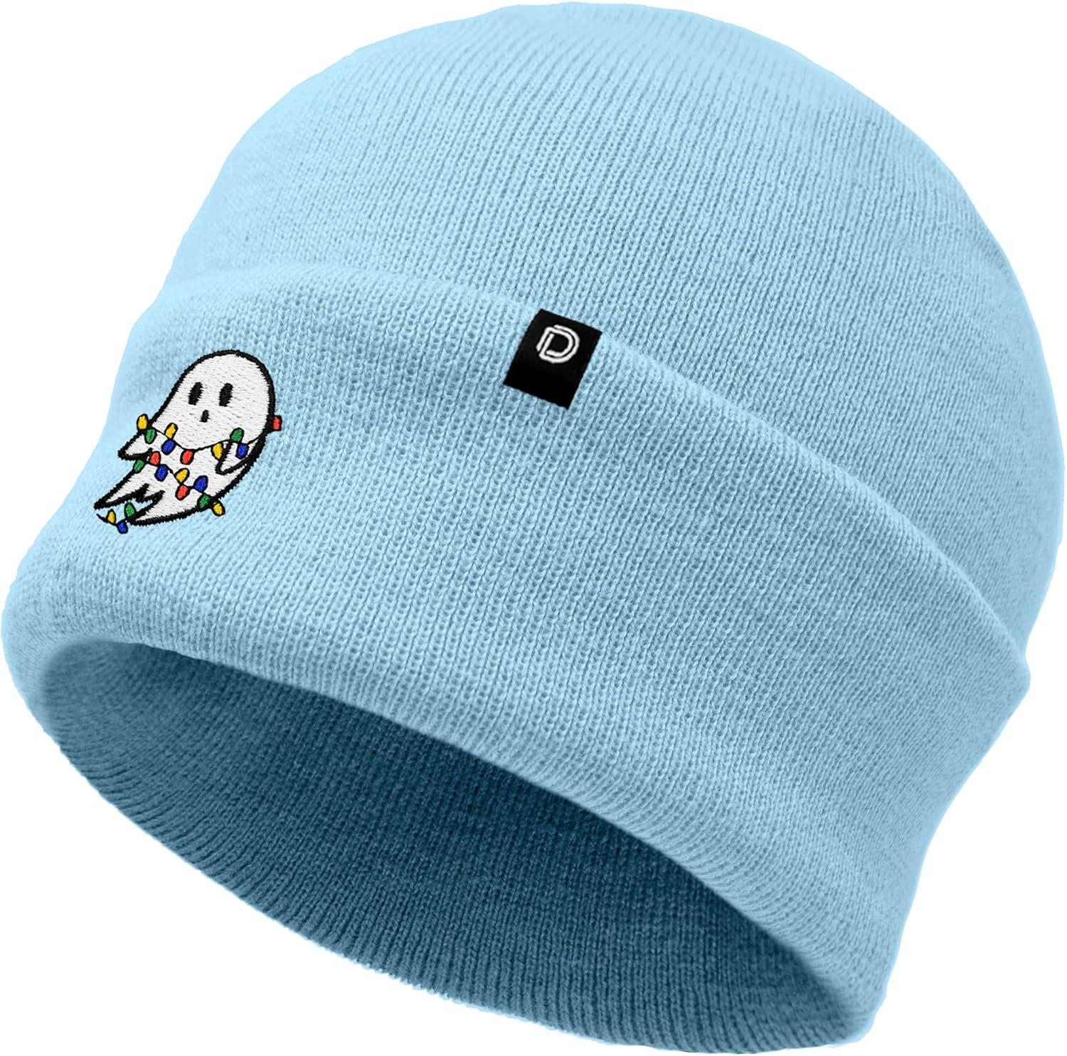 imageDALIX Embroidered Christmas Lights Ghost BeanieBaby Blue
