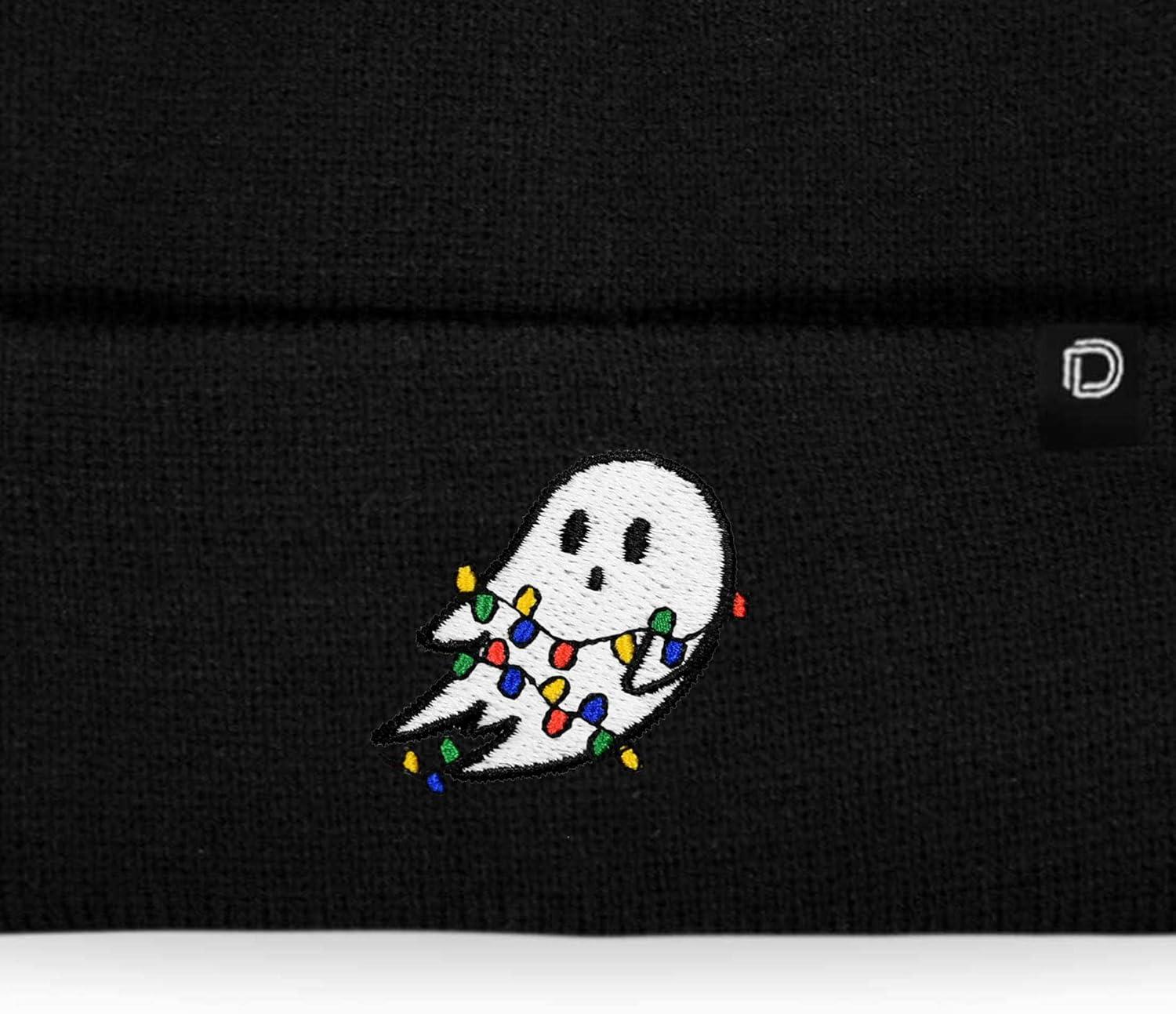 imageDALIX Embroidered Christmas Lights Ghost BeanieBlack