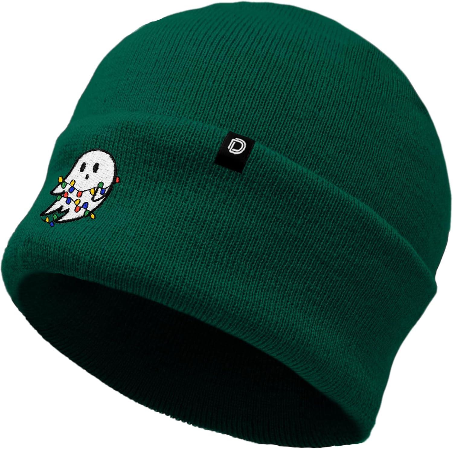 imageDALIX Embroidered Christmas Lights Ghost BeanieGreen