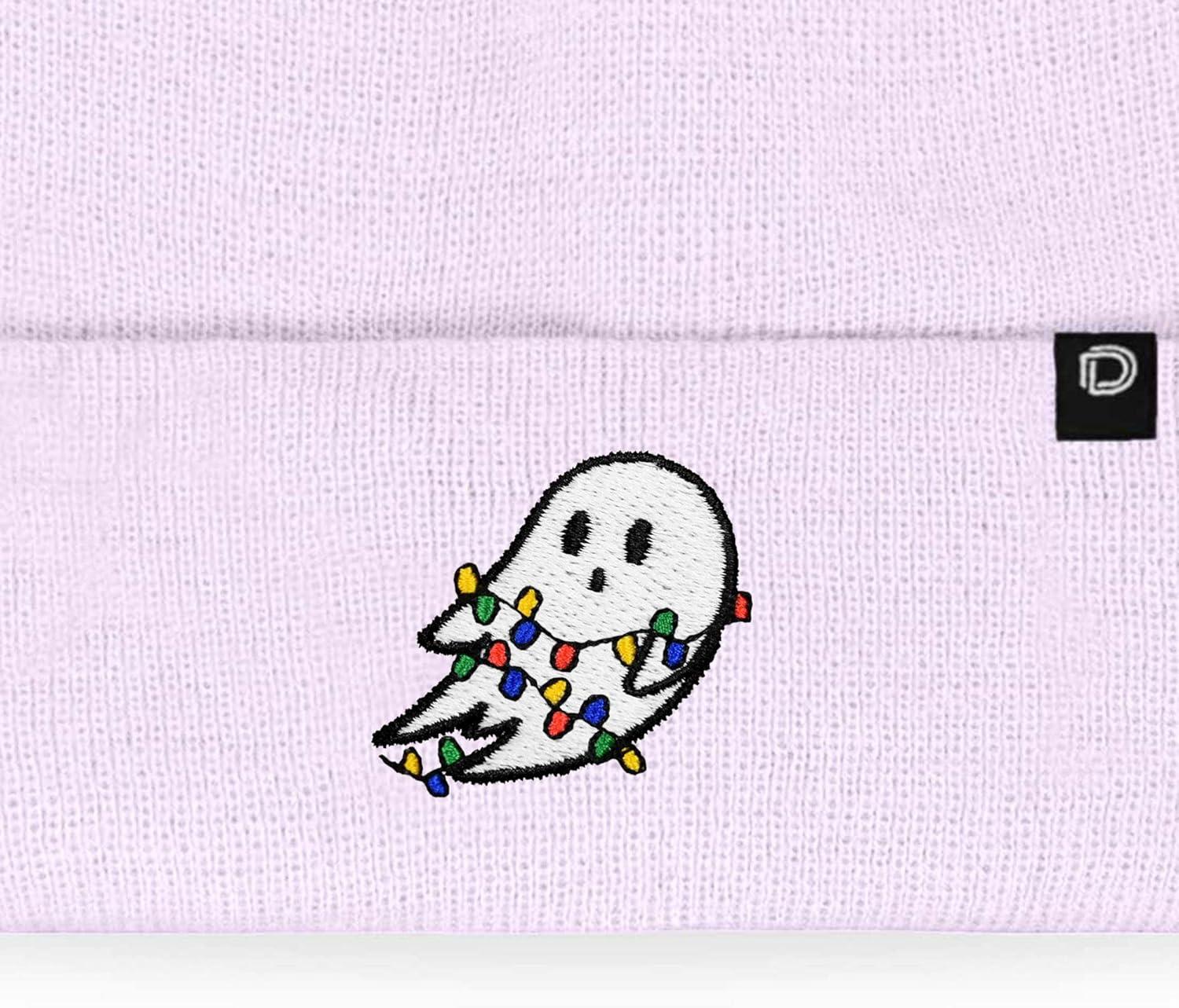 imageDALIX Embroidered Christmas Lights Ghost BeanieLavender