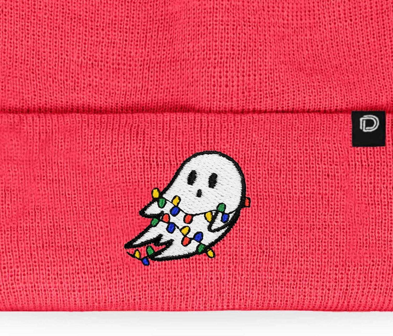 imageDALIX Embroidered Christmas Lights Ghost BeanieNeon Pink