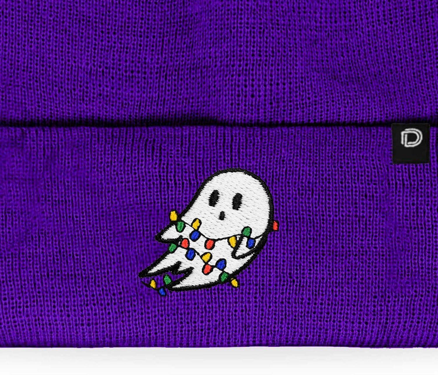 imageDALIX Embroidered Christmas Lights Ghost BeaniePurple