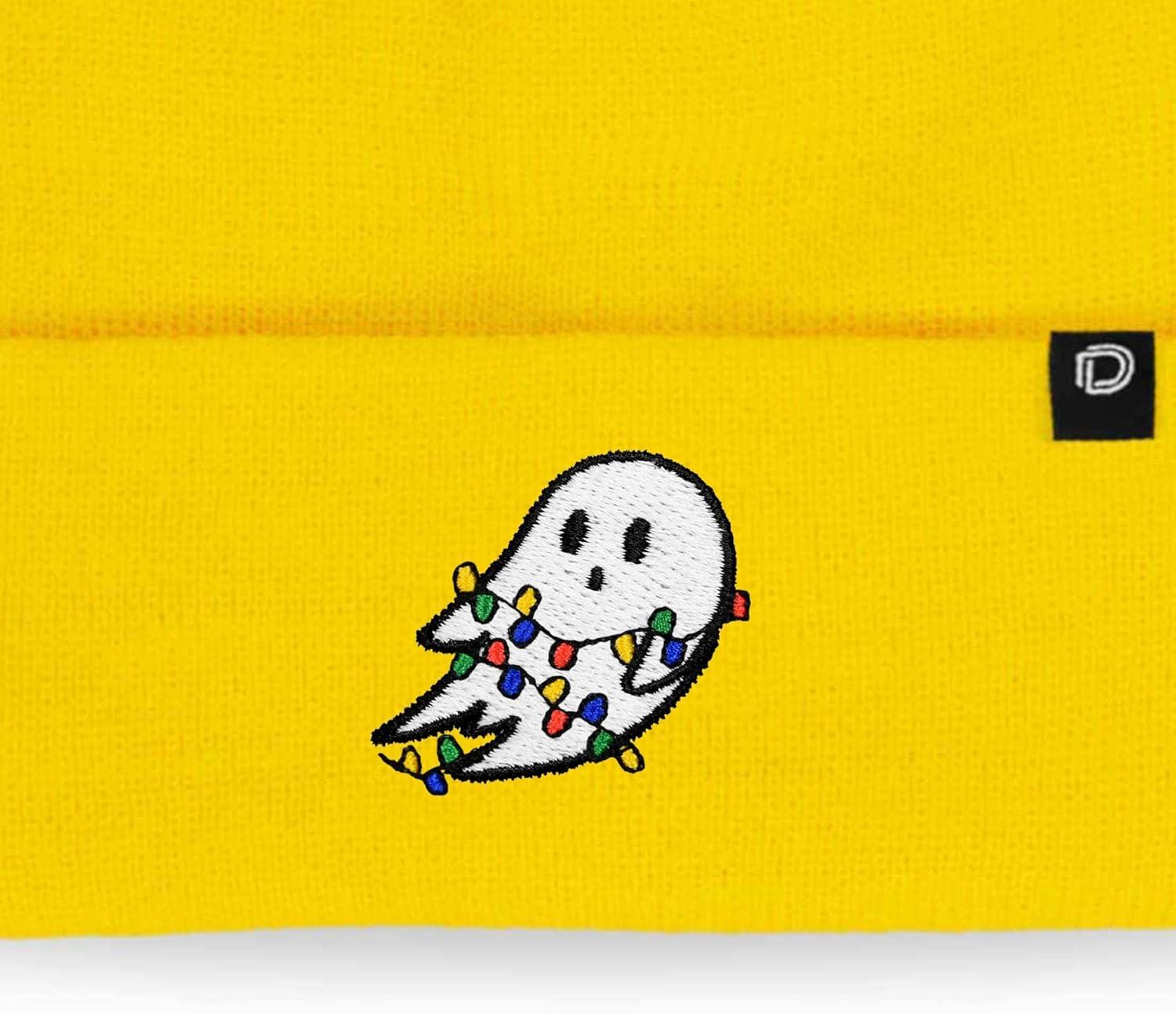 imageDALIX Embroidered Christmas Lights Ghost BeanieYellow
