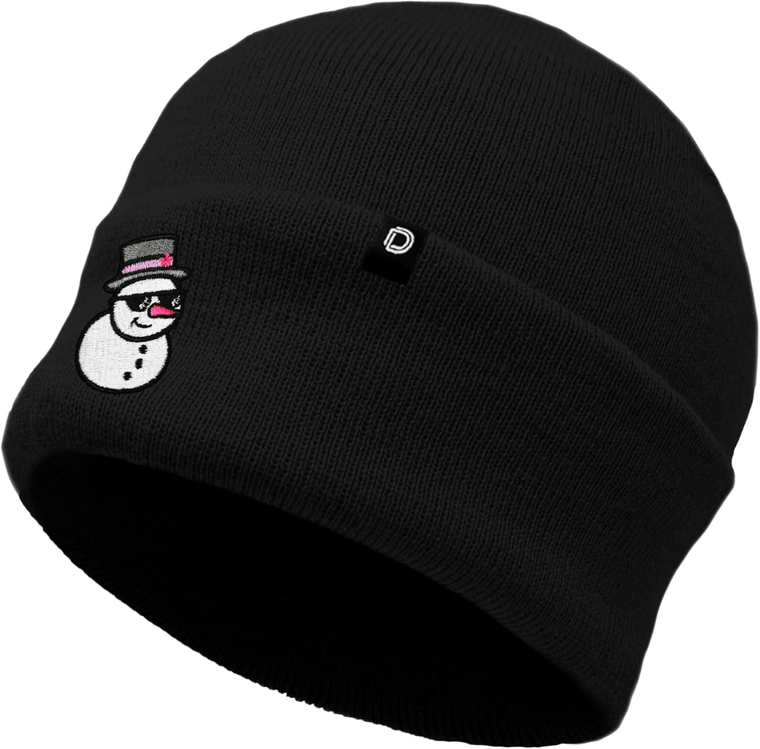 imageDALIX Embroidered Frosty Life Snowman Christmas BeanieBlack