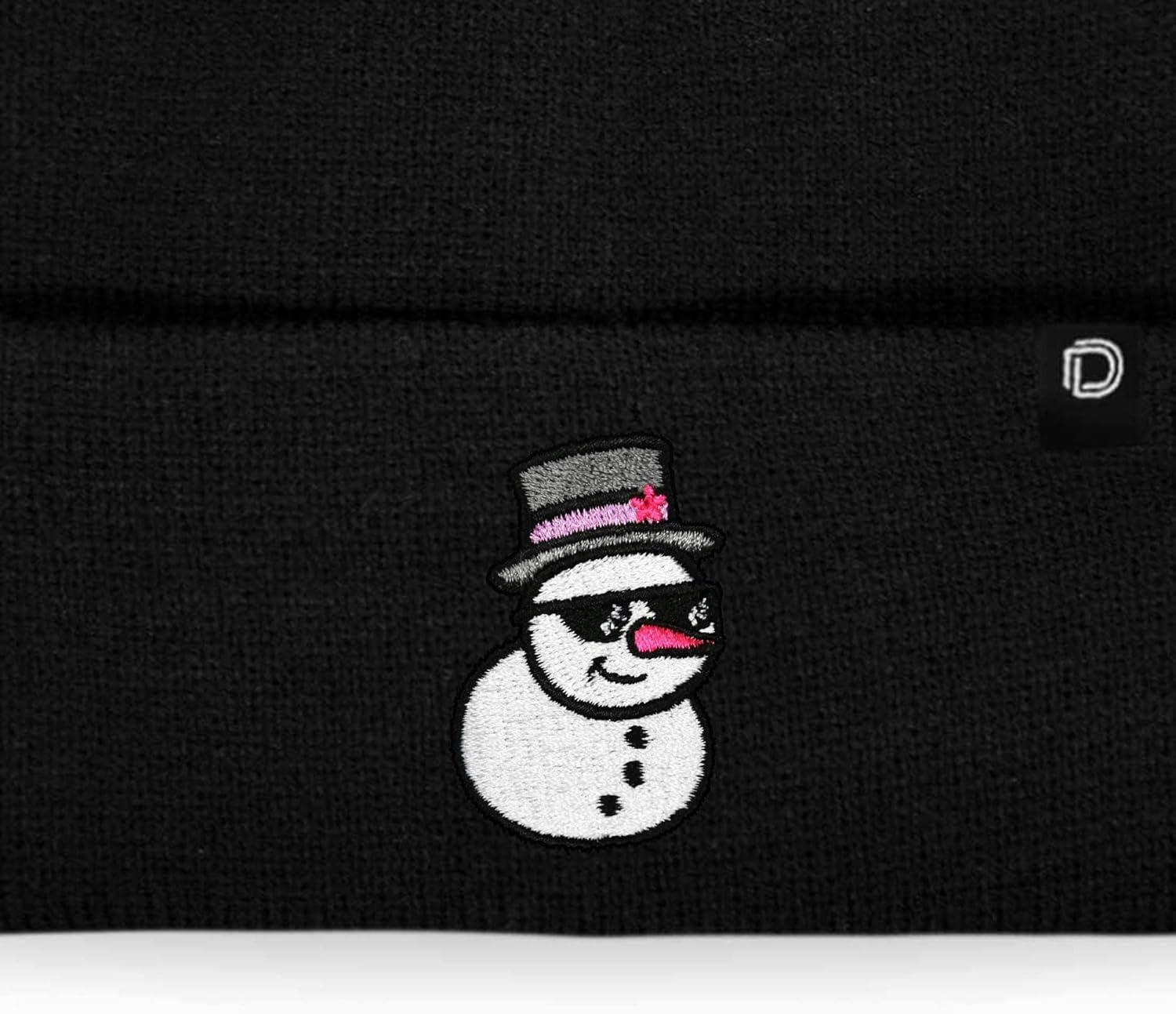 imageDALIX Embroidered Frosty Life Snowman Christmas BeanieBlack