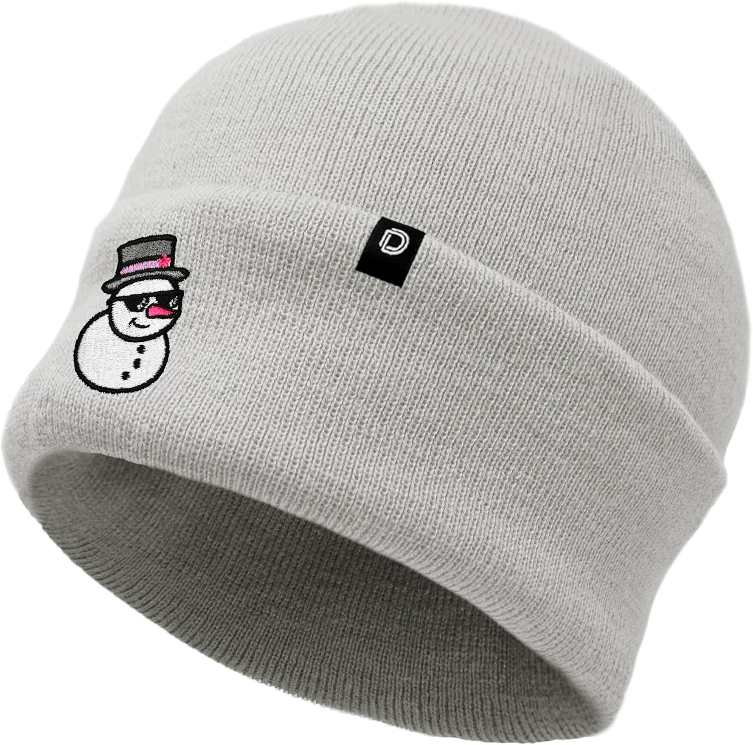 imageDALIX Embroidered Frosty Life Snowman Christmas BeanieLight Gray