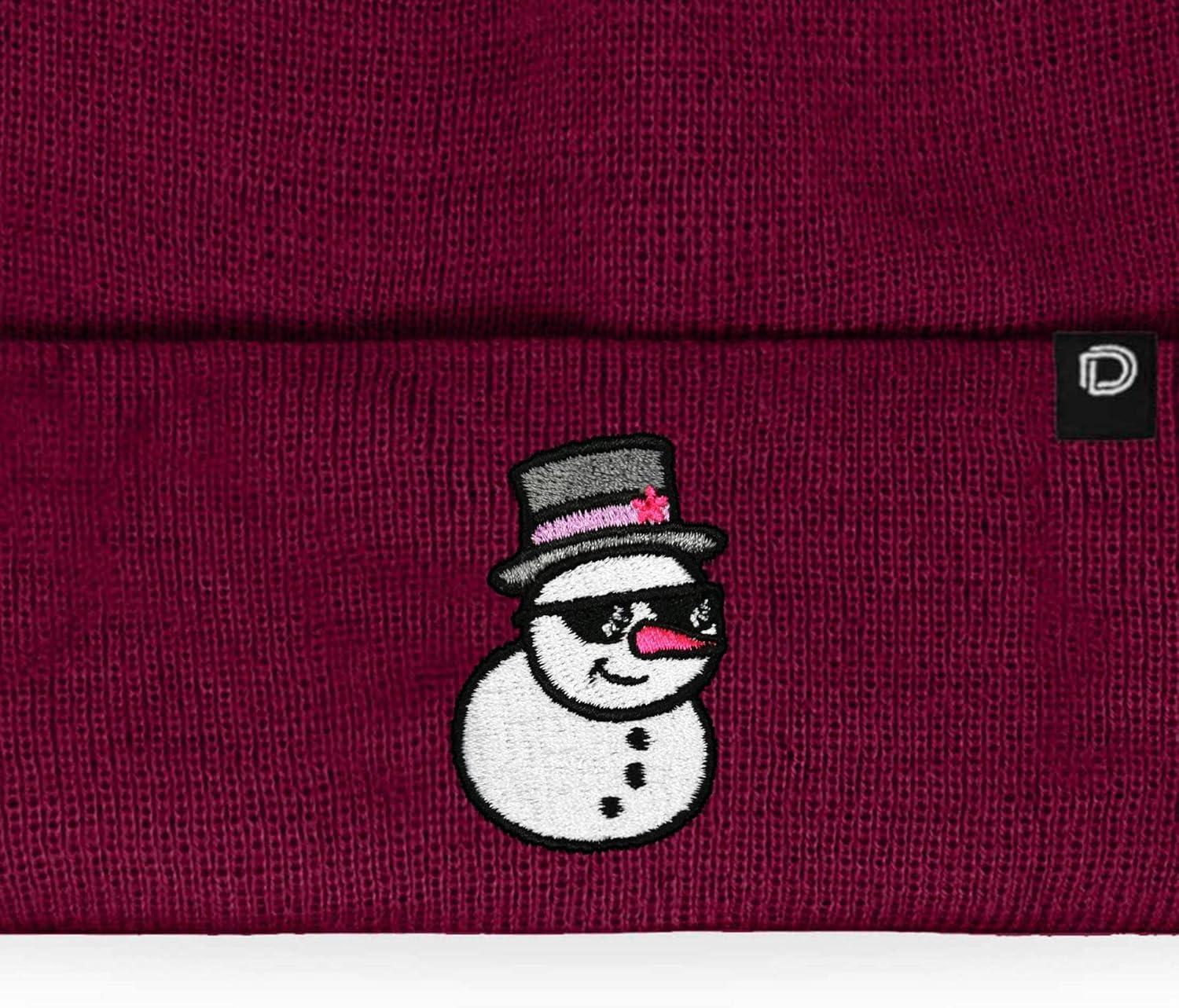 imageDALIX Embroidered Frosty Life Snowman Christmas BeanieMaroon