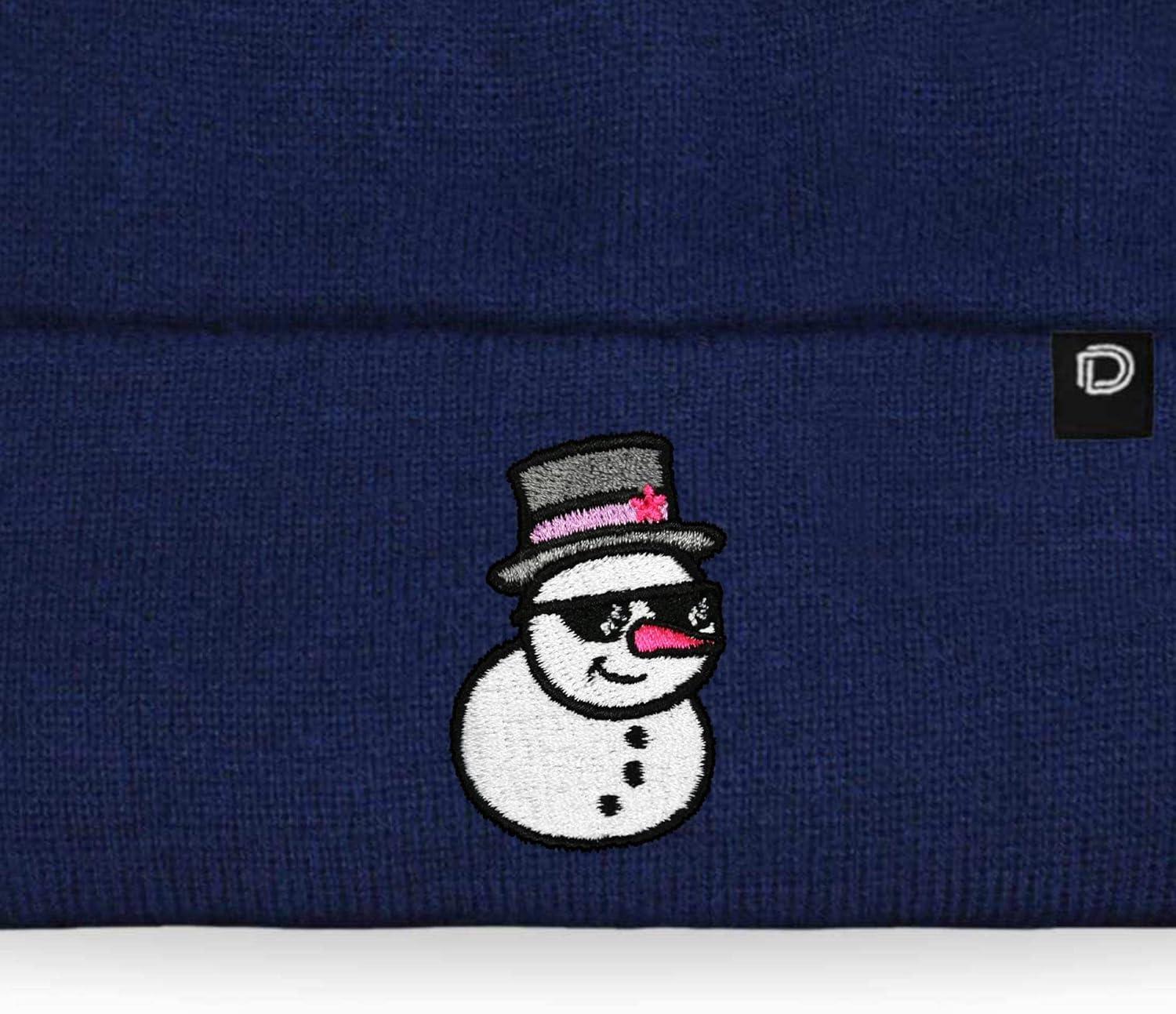 imageDALIX Embroidered Frosty Life Snowman Christmas BeanieNavy Blue