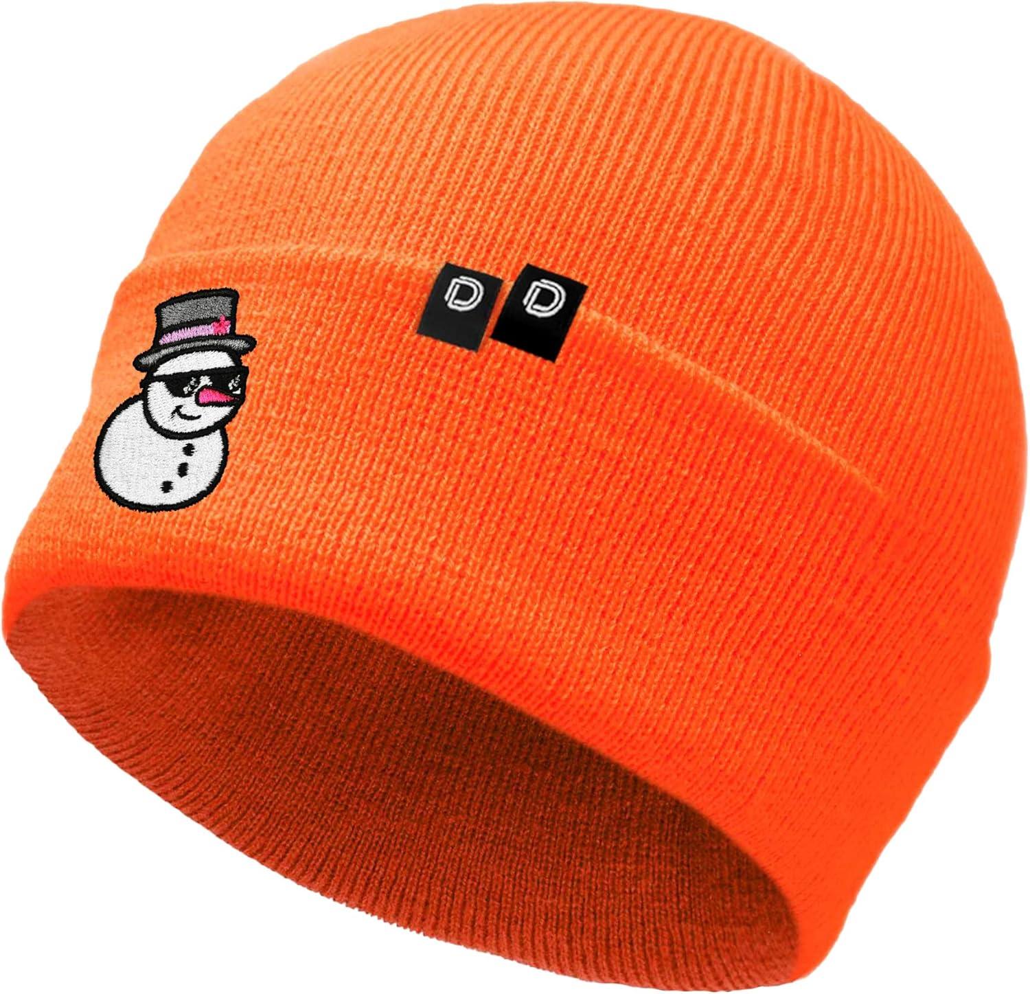 imageDALIX Embroidered Frosty Life Snowman Christmas BeanieNeon Orange