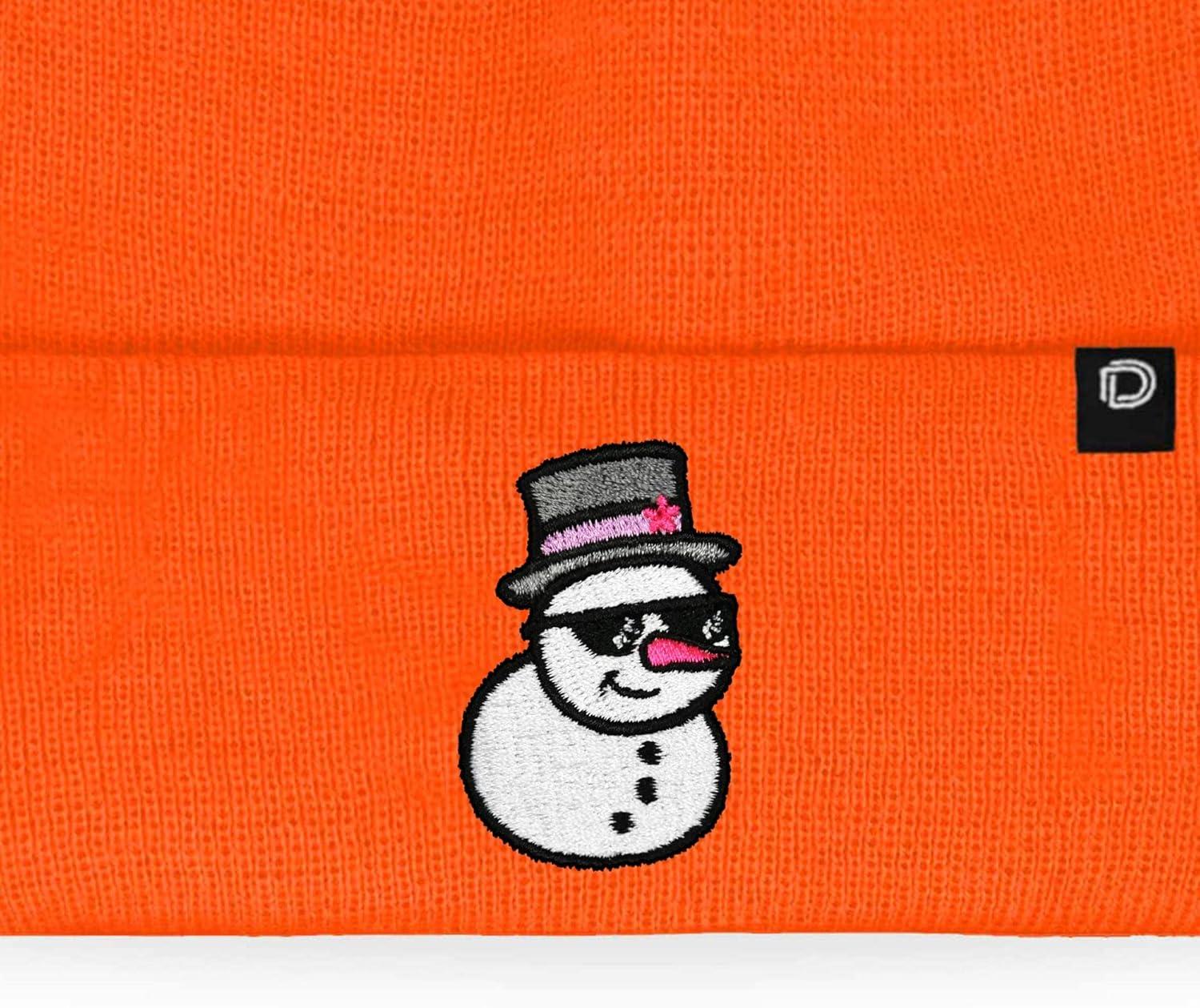 imageDALIX Embroidered Frosty Life Snowman Christmas BeanieNeon Orange