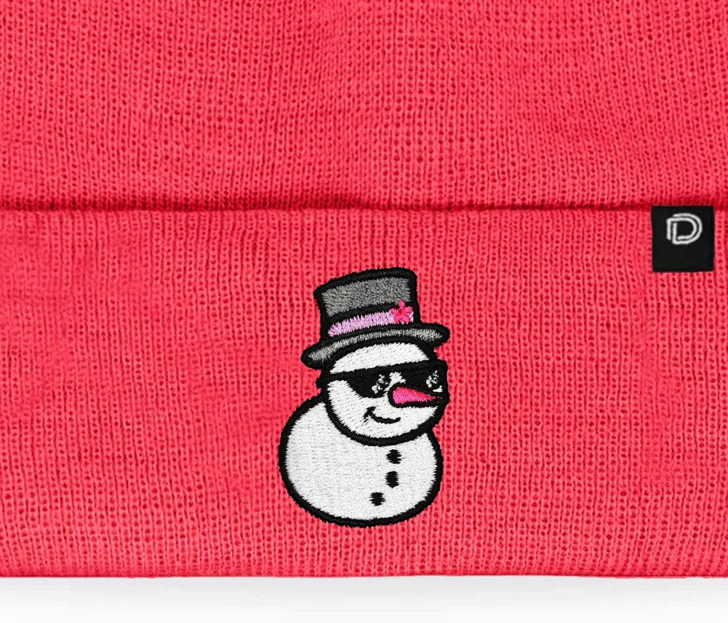 imageDALIX Embroidered Frosty Life Snowman Christmas BeanieNeon Pink