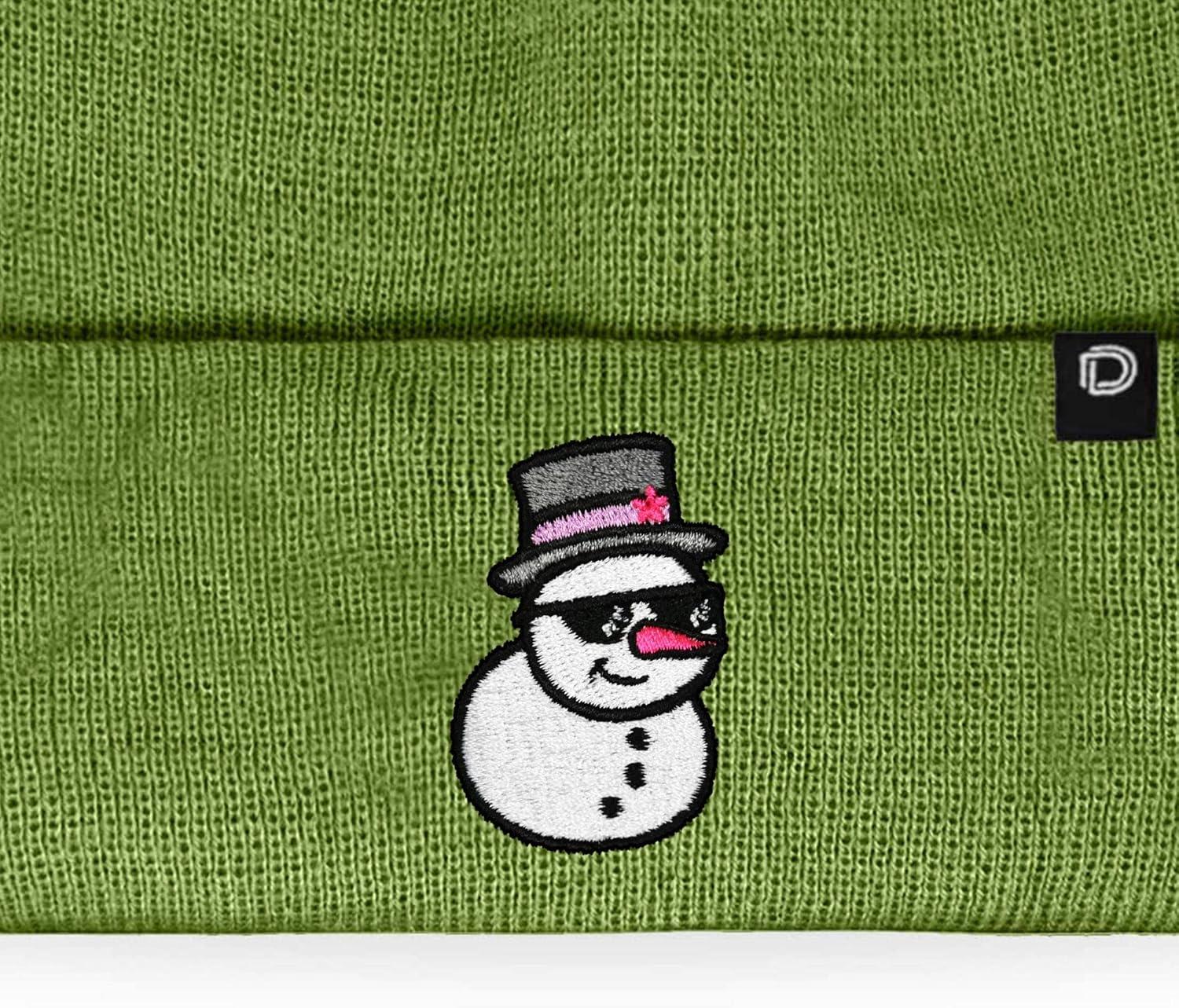 imageDALIX Embroidered Frosty Life Snowman Christmas BeanieOlive