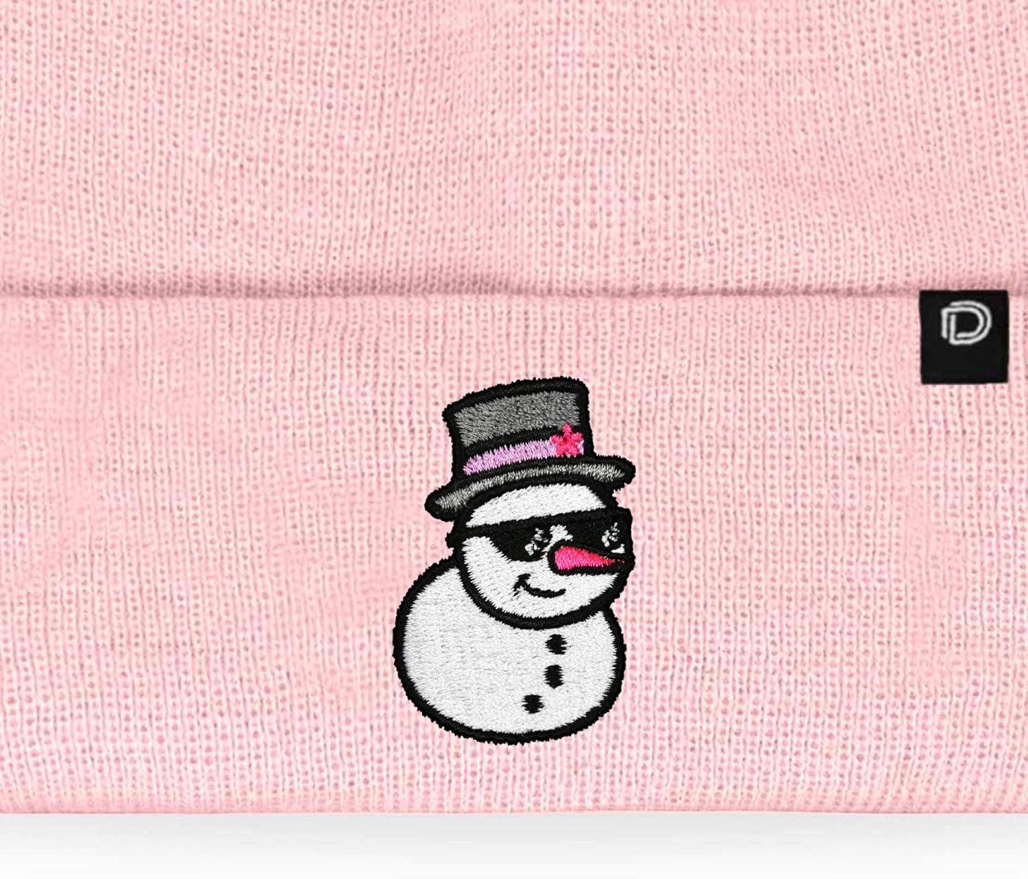 imageDALIX Embroidered Frosty Life Snowman Christmas BeaniePink