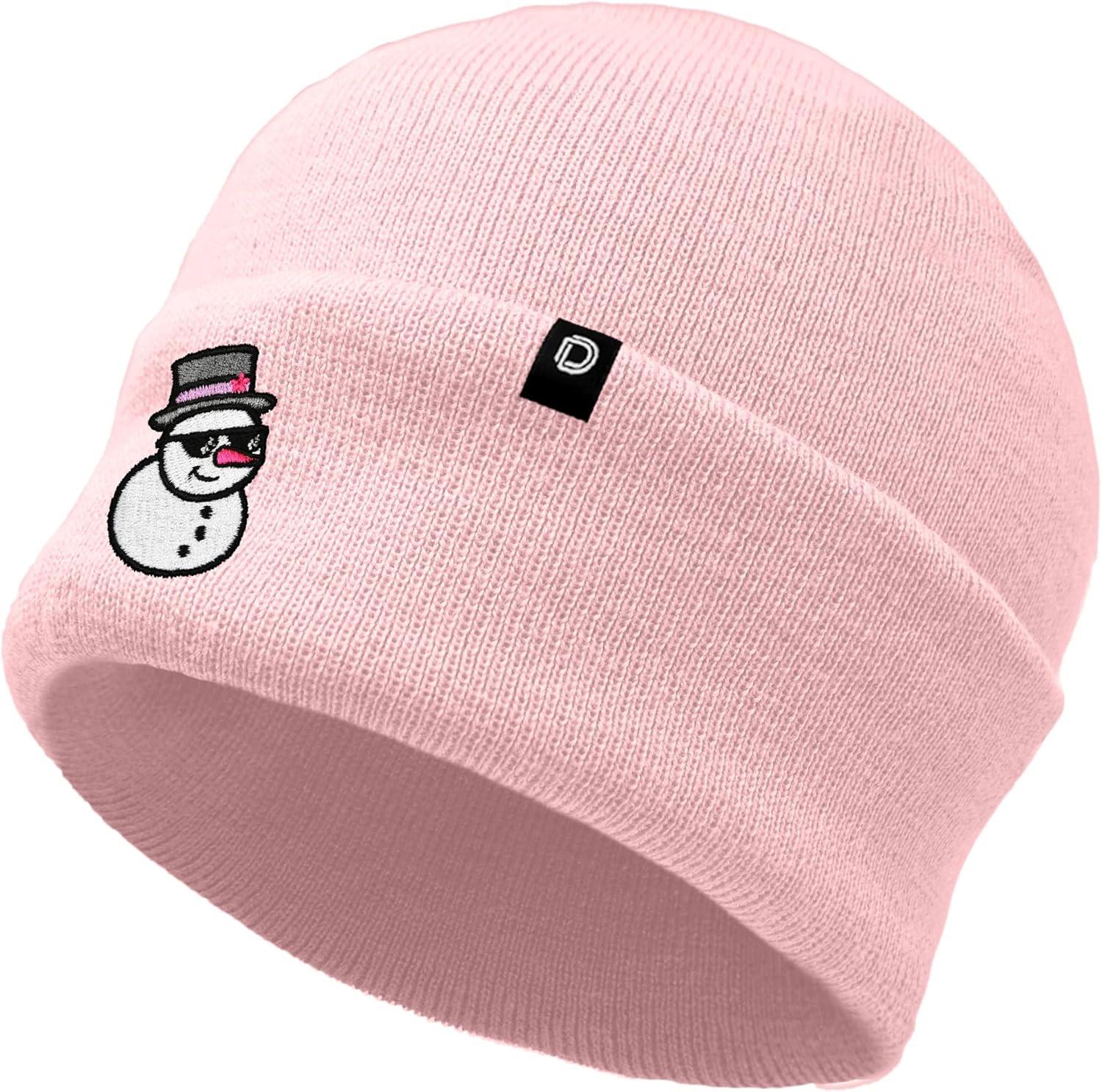 imageDALIX Embroidered Frosty Life Snowman Christmas BeaniePink