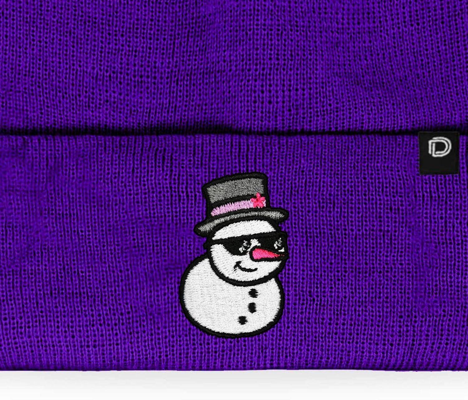 imageDALIX Embroidered Frosty Life Snowman Christmas BeaniePurple