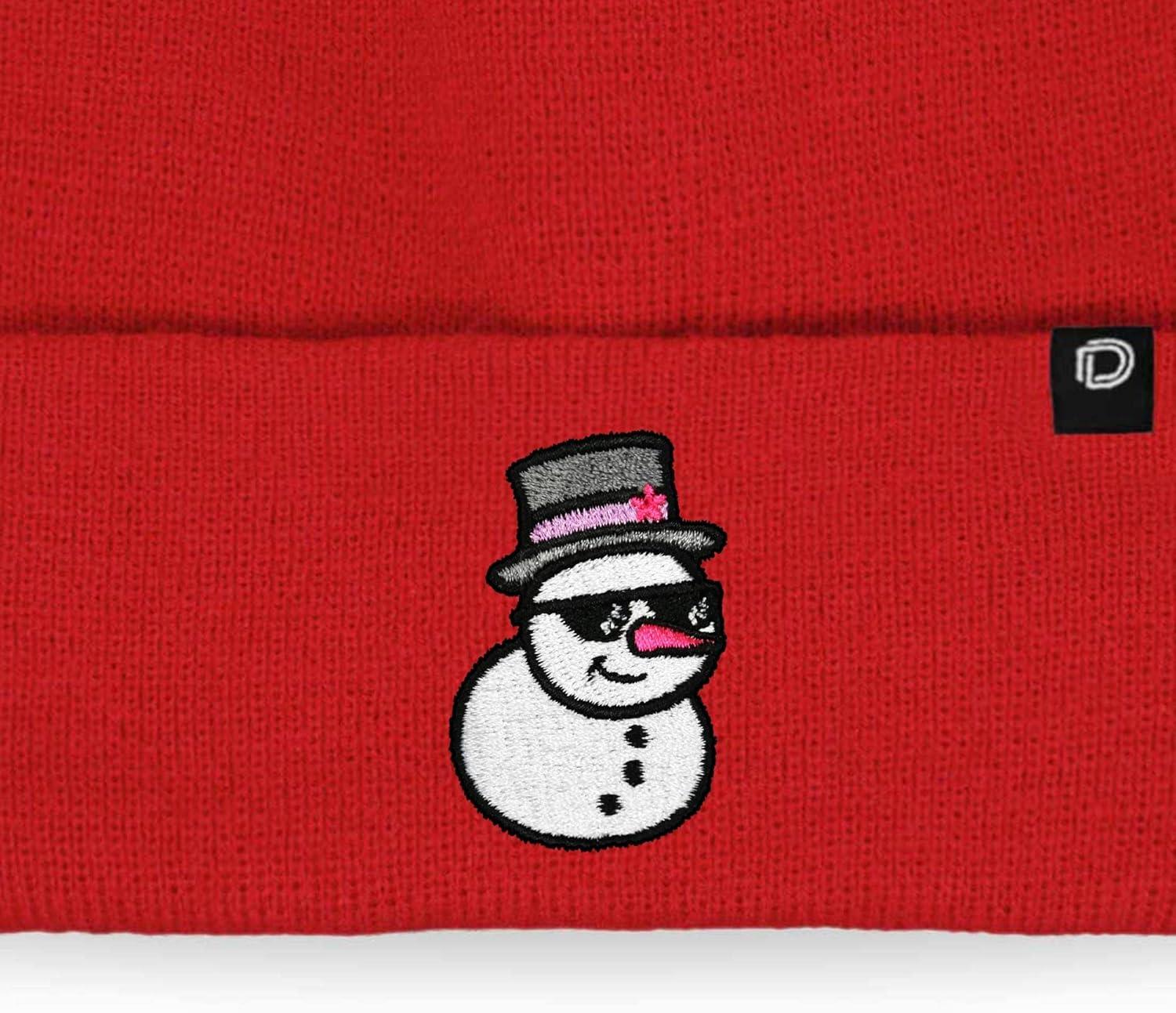 imageDALIX Embroidered Frosty Life Snowman Christmas BeanieRed