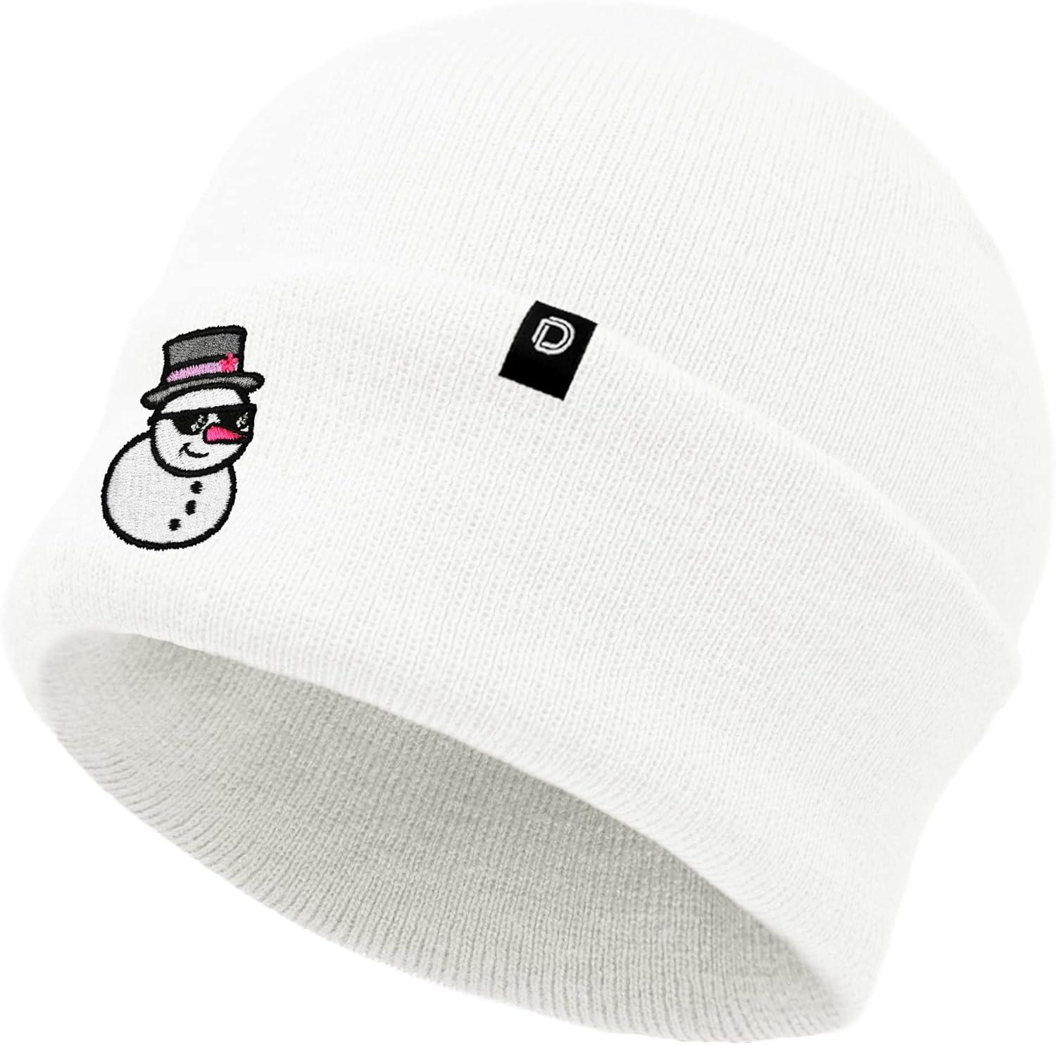 imageDALIX Embroidered Frosty Life Snowman Christmas BeanieWhite