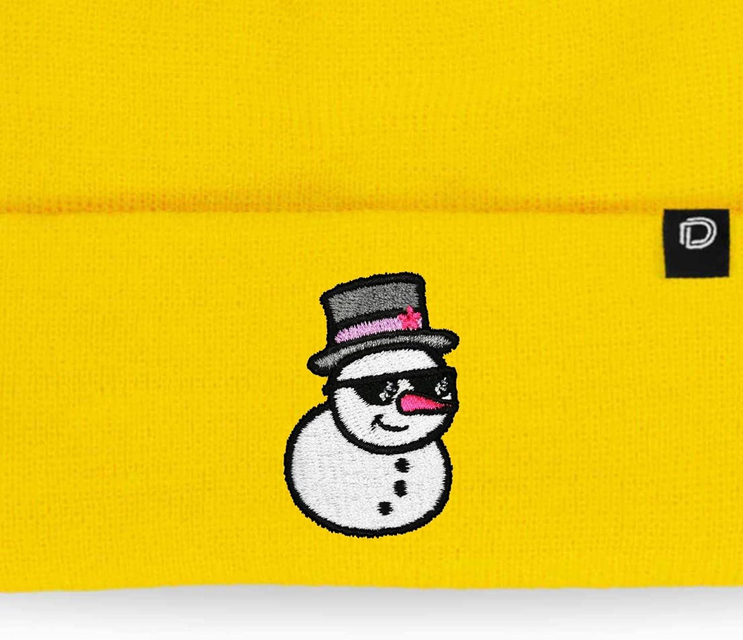 imageDALIX Embroidered Frosty Life Snowman Christmas BeanieYellow