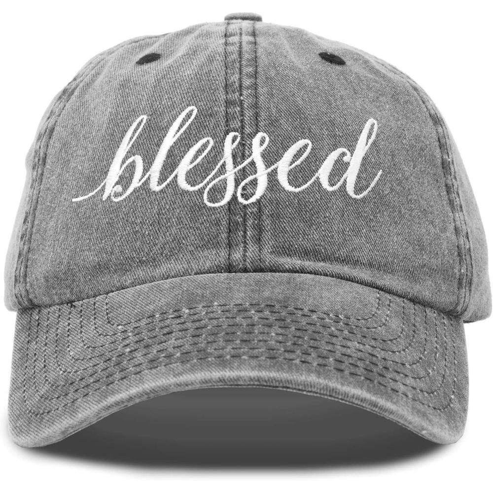 imageDALIX Blessed Womens Baseball Cap Soft Cotton Dad HatWashed Denim Black