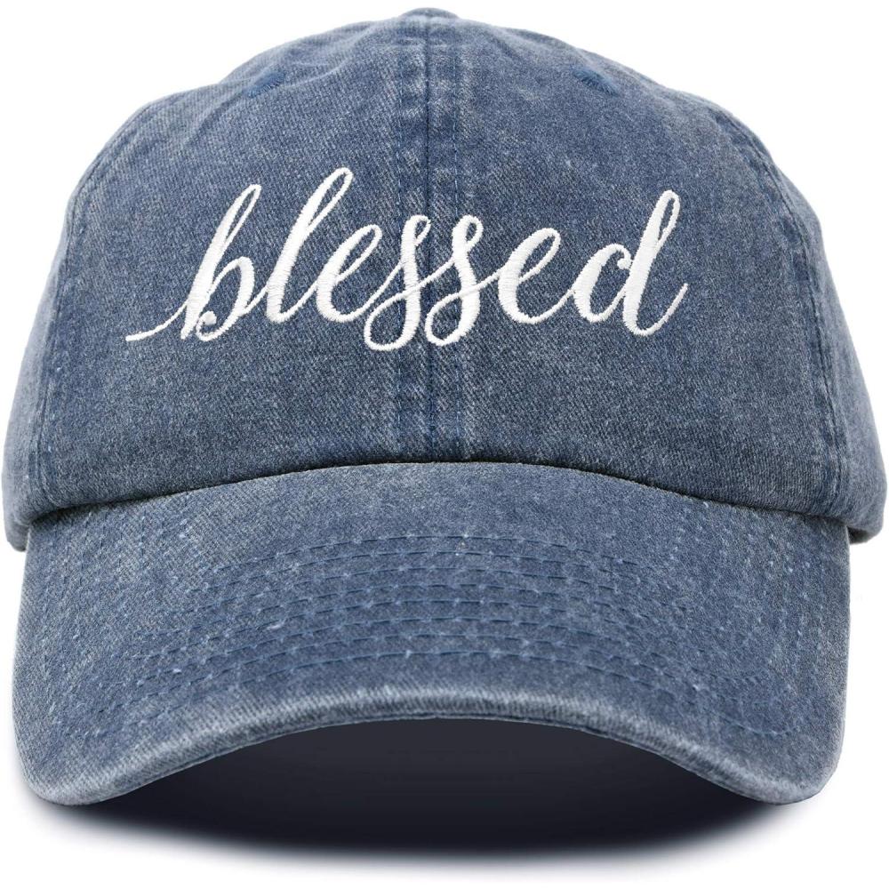 imageDALIX Blessed Womens Baseball Cap Soft Cotton Dad HatWashed Denim Navy Blue