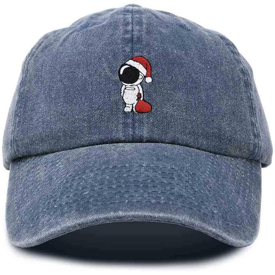 imageDALIX Christmas Astronaut Embroidered Dad Hat Xmas Cotton Baseball Cap WomenWashed Navy Blue