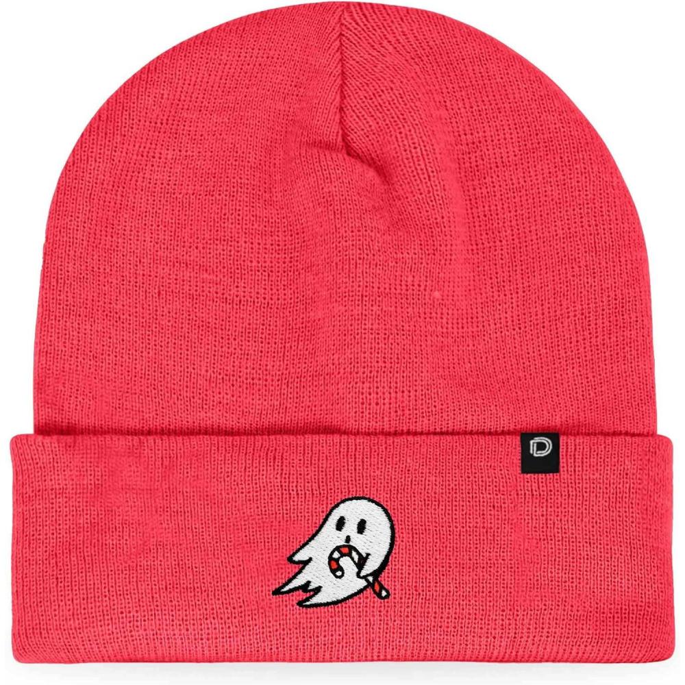 imageDALIX Embroidered Candy Cane Ghost Christmas BeanieNeon Pink
