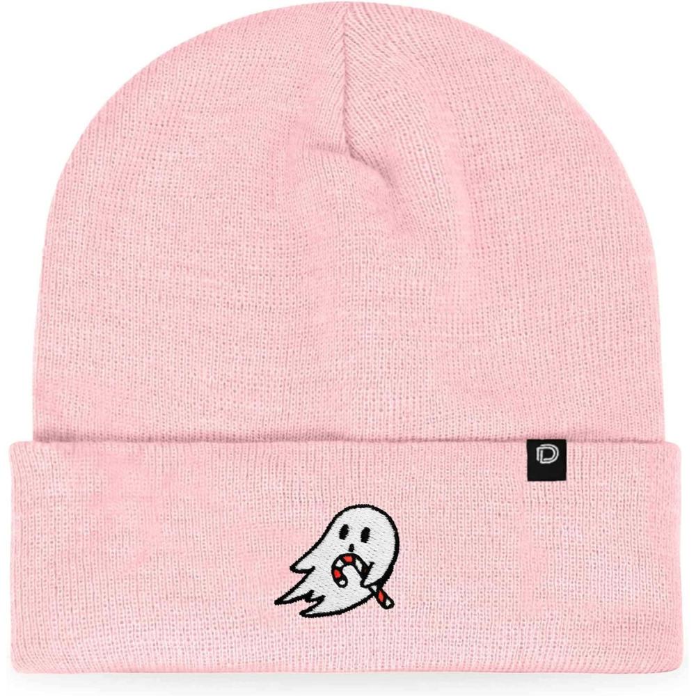 imageDALIX Embroidered Candy Cane Ghost Christmas BeaniePink