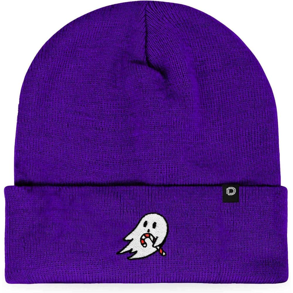 imageDALIX Embroidered Candy Cane Ghost Christmas BeaniePurple