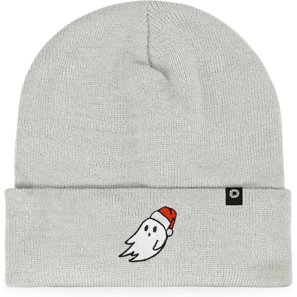 imageDALIX Embroidered Christmas Ghost Beanie Skull CapLight Gray