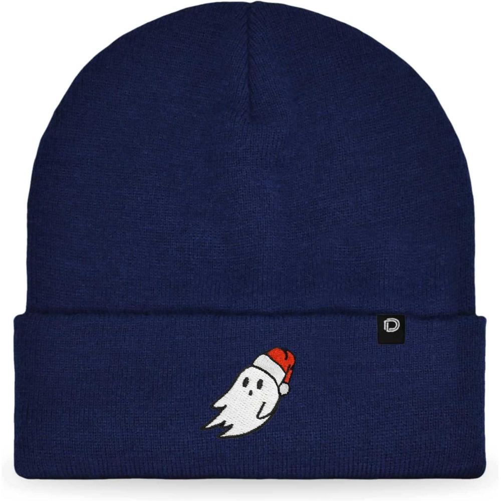 imageDALIX Embroidered Christmas Ghost Beanie Skull CapNavy Blue
