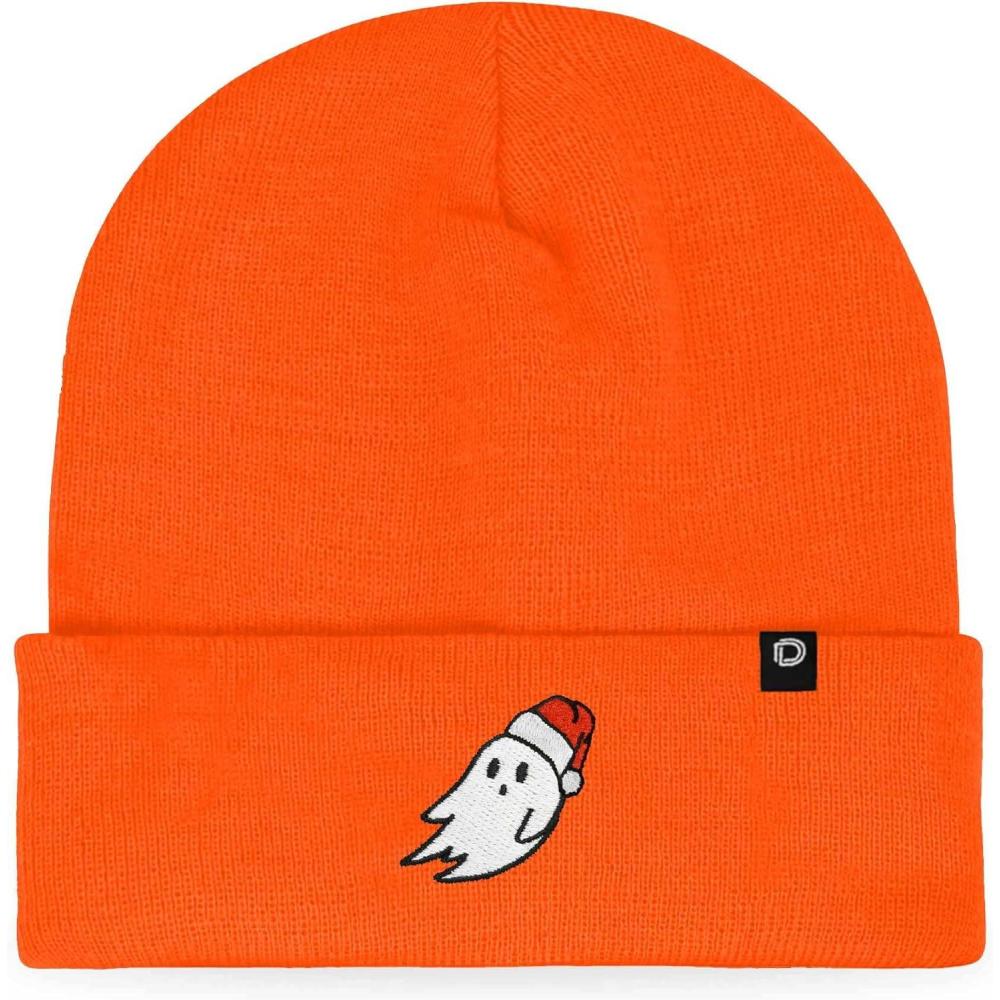 imageDALIX Embroidered Christmas Ghost Beanie Skull CapNeon Orange
