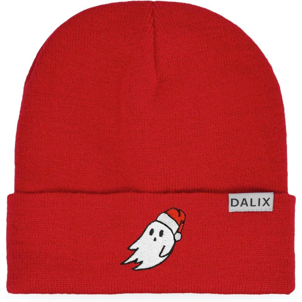 imageDALIX Embroidered Christmas Ghost Beanie Skull CapRed