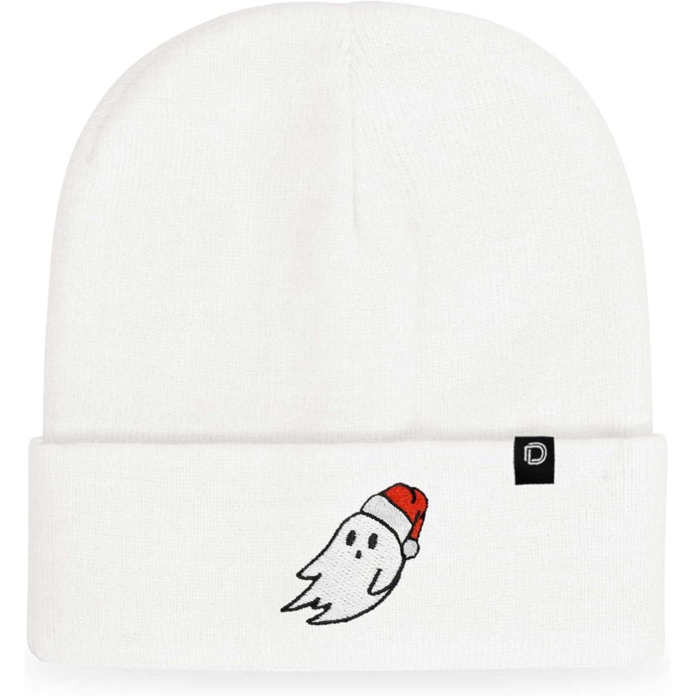 imageDALIX Embroidered Christmas Ghost Beanie Skull CapWhite
