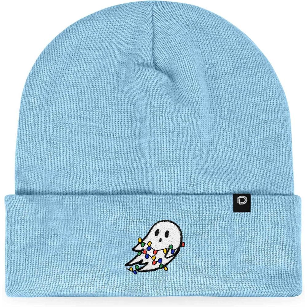 imageDALIX Embroidered Christmas Lights Ghost BeanieBaby Blue