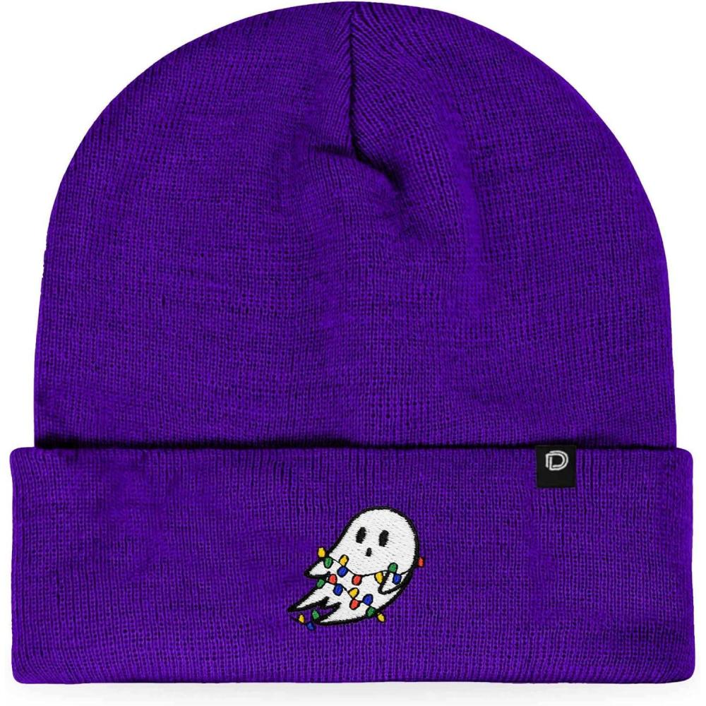 imageDALIX Embroidered Christmas Lights Ghost BeaniePurple