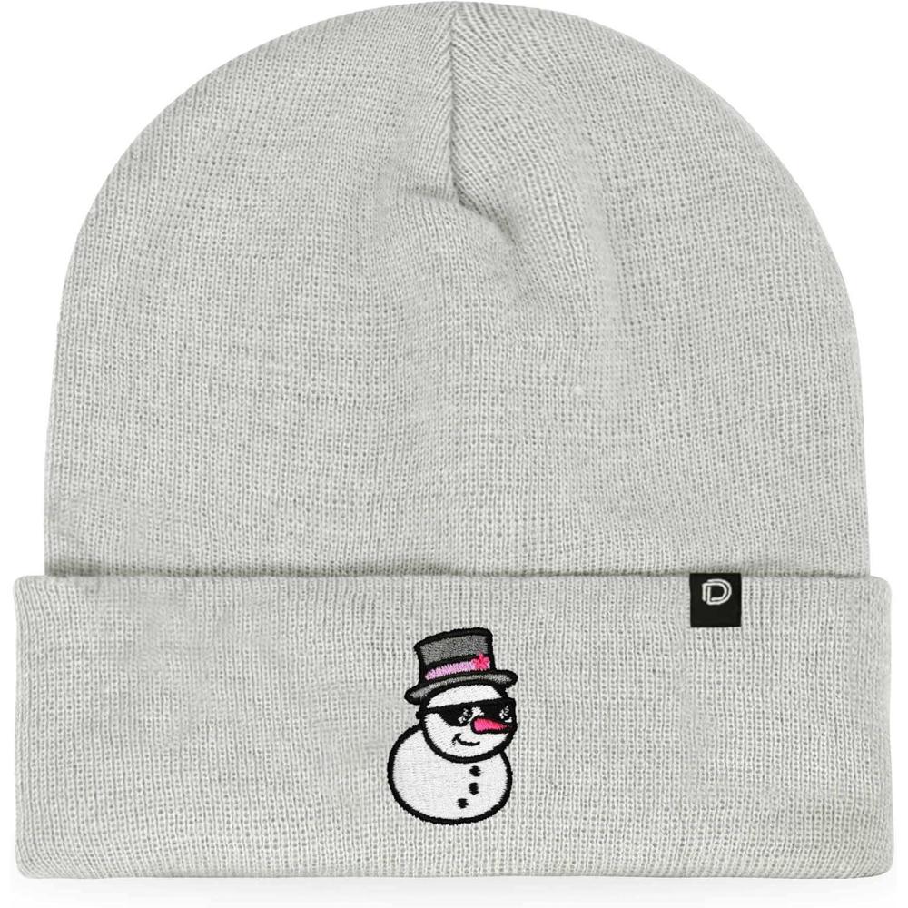 imageDALIX Embroidered Frosty Life Snowman Christmas BeanieLight Gray