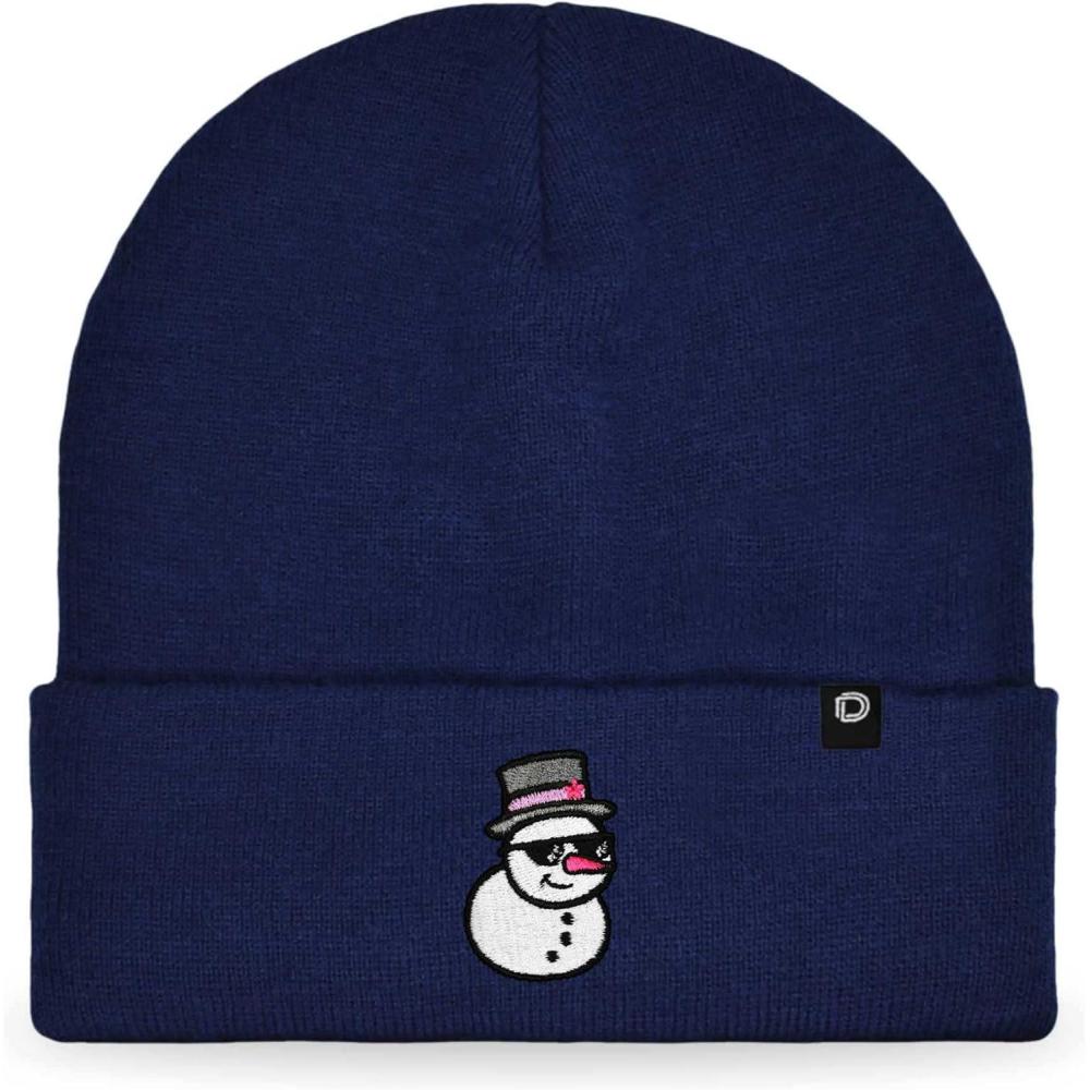 imageDALIX Embroidered Frosty Life Snowman Christmas BeanieNavy Blue