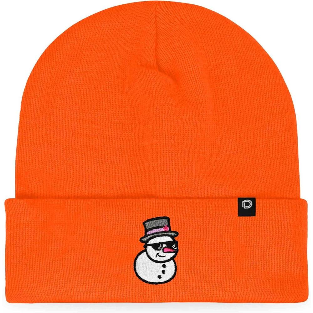 imageDALIX Embroidered Frosty Life Snowman Christmas BeanieNeon Orange
