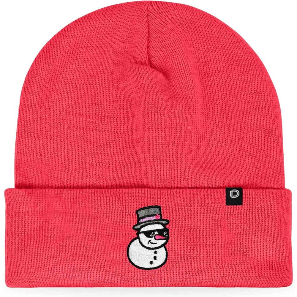 imageDALIX Embroidered Frosty Life Snowman Christmas BeanieNeon Pink