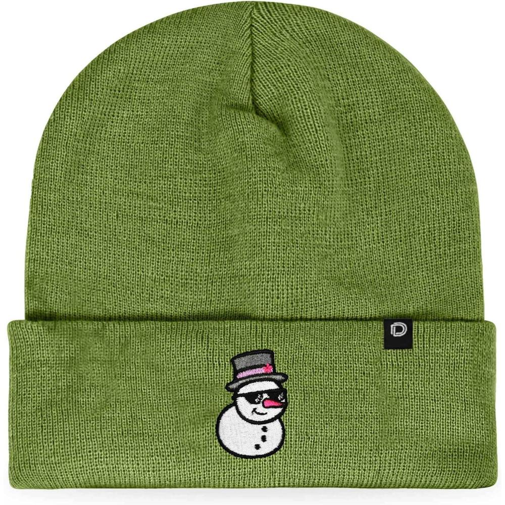imageDALIX Embroidered Frosty Life Snowman Christmas BeanieOlive