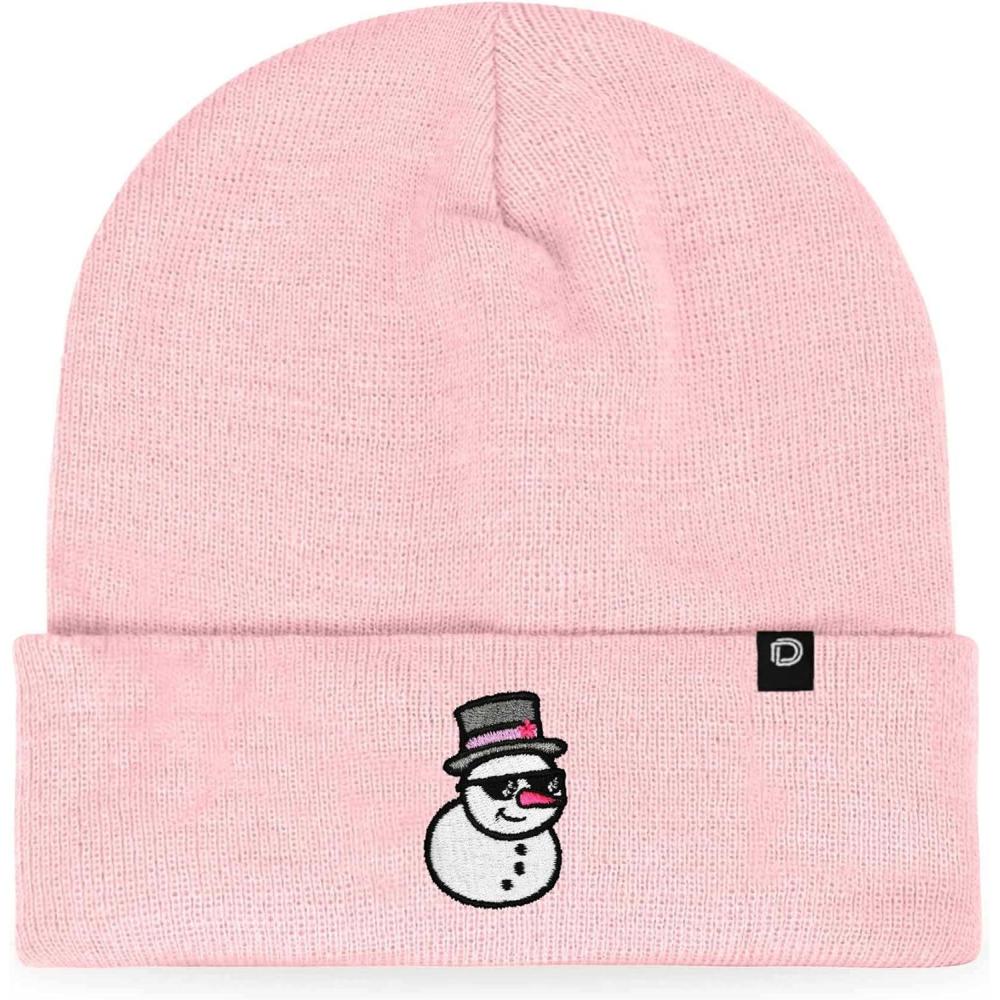 imageDALIX Embroidered Frosty Life Snowman Christmas BeaniePink