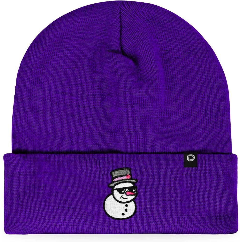 imageDALIX Embroidered Frosty Life Snowman Christmas BeaniePurple