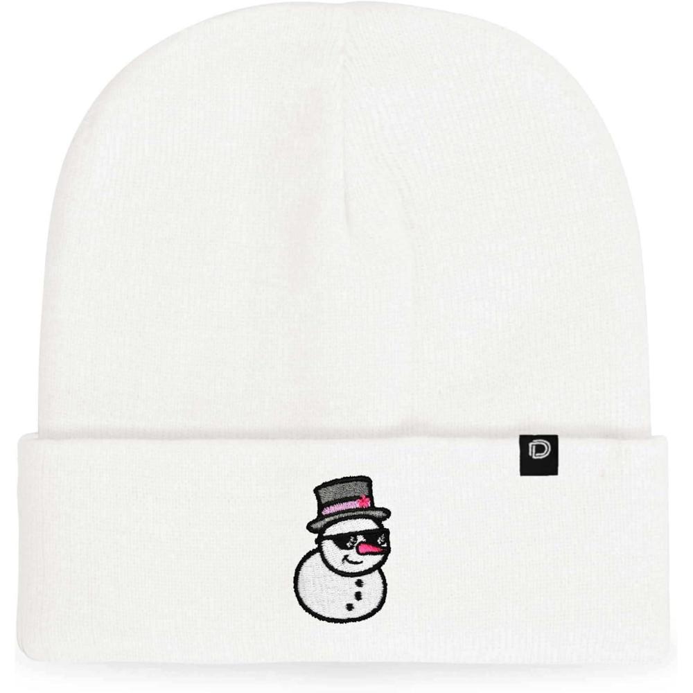 imageDALIX Embroidered Frosty Life Snowman Christmas BeanieWhite