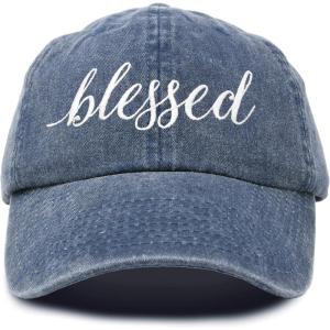 imageDALIX Blessed Womens Baseball Cap Soft Cotton Dad HatWashed Denim Navy Blue