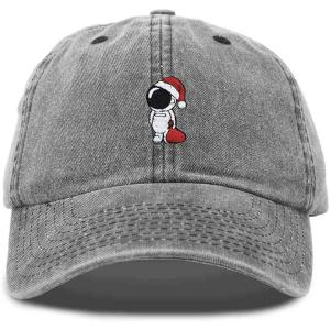 imageDALIX Christmas Astronaut Embroidered Dad Hat Xmas Cotton Baseball Cap WomenWashed Black